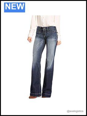 Ariat Women's Wide Leg Trouser Jean Mid Rise Stretch Denim